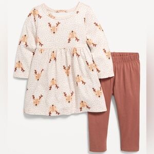 5/$20 | Old Navy Printed Reindeer Dress & Leggings Set (12-18M)